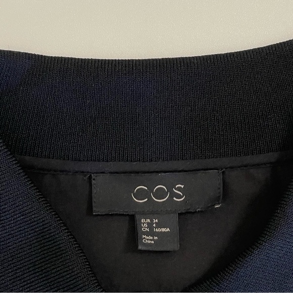 COS Knit Trim Silk Button Front Long Sleeve Top Black 4 XS / Small - Picture 11 of 13